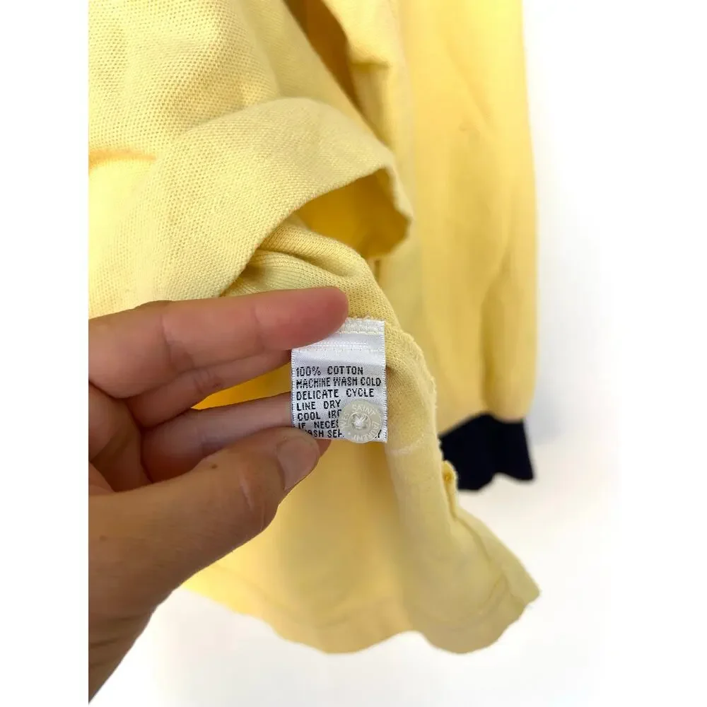Vintage Yves Saint Laurent Oversized Shirt Long Sleeve Yellow YSL Logo Sporty